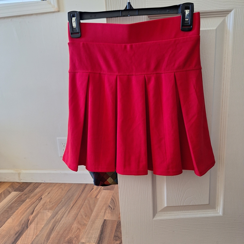 Red Pleated Women's Skirt - Classic A-Line Style